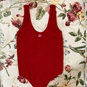 ribbed v-neck bodysuit